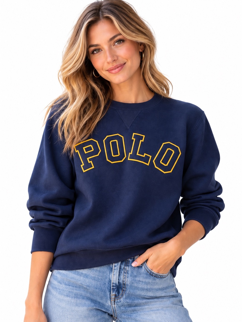Polo Ralph Lauren Navy Vintage 80s 90s Sweatshirt Preppy Size Small